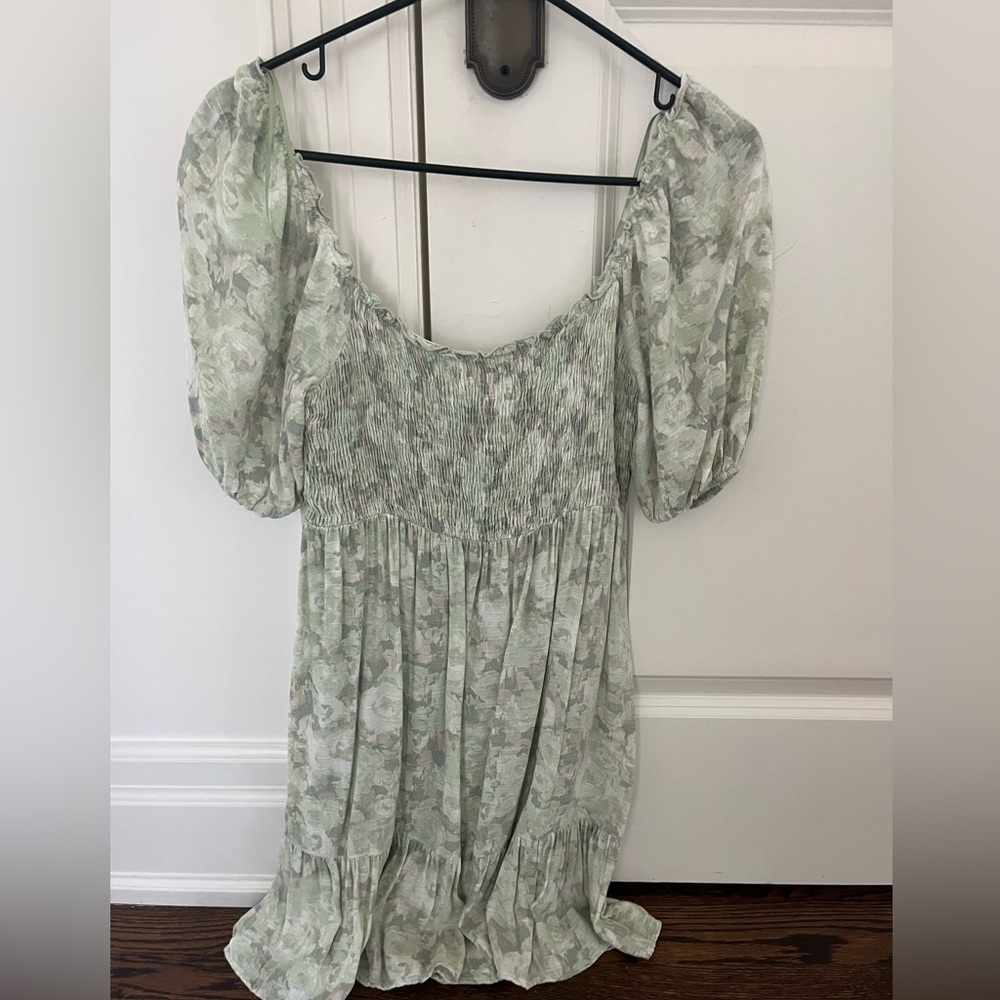 Off the shoulder green floral dress